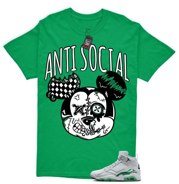 Jordan MVP Lucky Green Pure Platinum White Match T-shirt, Anti Social Jezsport.com