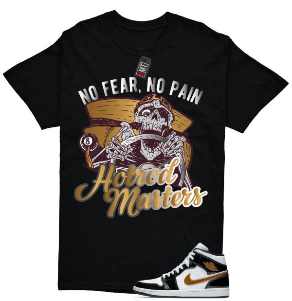 Jordan 1 Metallic gold Patent Black White Match T-shirt, No Pain Tee Match Mid Patent Black Metallic gold Jezsport.com