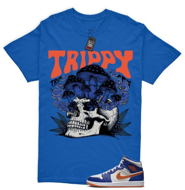 Jordan 1 Mid Knicks Sail Game Royal Rush Orange Phantom Match T-shirt, Trippy Jezsport.com