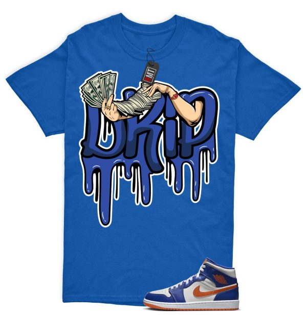 Jordan 1 Mid Knicks Sail Game Royal Rush Orange Phantom Match T-shirt, Drip Jezsport.com