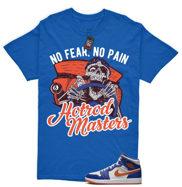 Jordan 1 Mid Knicks Sail Game Royal Rush Orange Phantom Match T-shirt, No Pain Jezsport.com