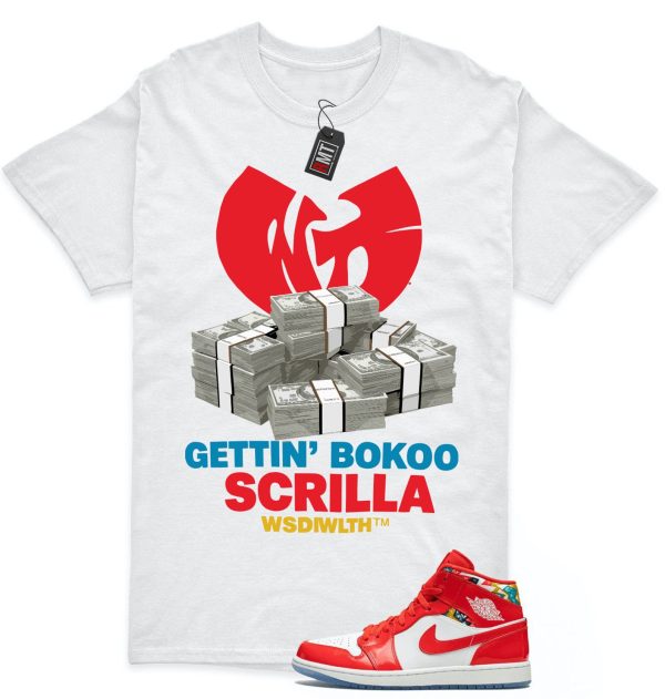 Jordan 1 Mid SE Barcelona Sweater Red Patent Chile Red/White Match T-shirt, Scrilla Jezsport.com