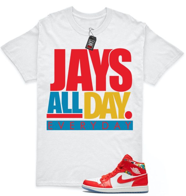 Jordan 1 Mid SE Barcelona Sweater Red Patent Chile Red/White Match T-shirt, Jays all day Jezsport.com