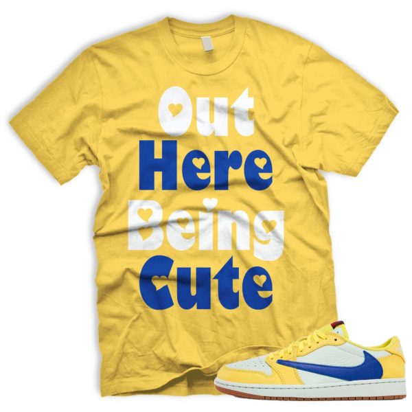 CUTE Air J 1 Canary OG Retro Low Racer Blue Light Silver White 2024 AJ 1 Travis T-shirt Match Sneaker Jezsport.com