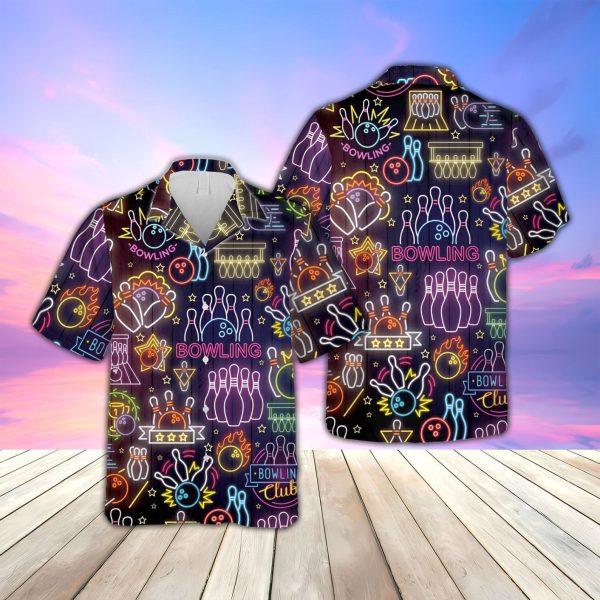 Neon Bowling Club Hawaiian Shirt, Matching Bowling Team Hawaiian Shirt, Summer Shirt For Men and Women Jezsport.com