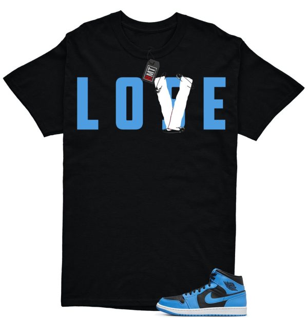 University Blue 1s Match T-shirt, Love Lose Tee Matching Mid University Blue Air 1 Black White Jezsport.com