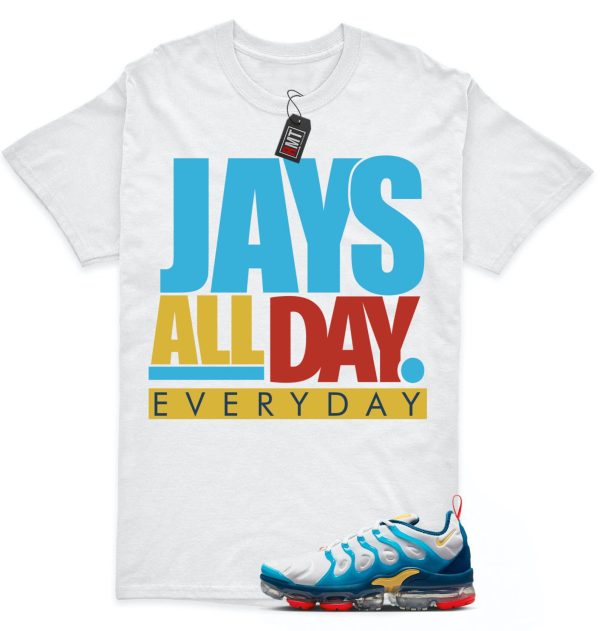 Air Vapormax Plus White Citron Pulse Industrial Blue Match T-shirt, Jays all day Jezsport.com