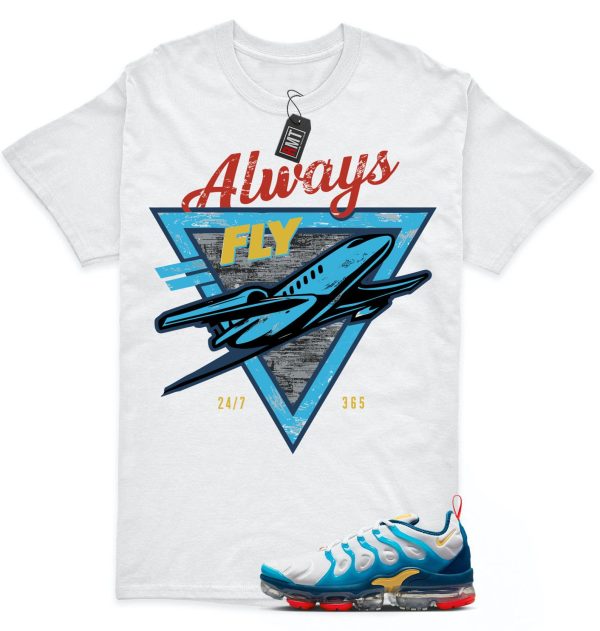 Air Vapormax Plus White Citron Pulse Industrial Blue Match T-shirt, Always Fly Jezsport.com