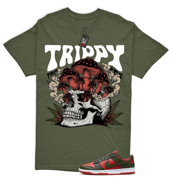 Dunk Low Mystic Red Cargo Khaki White Match T-shirt, Trippy Jezsport.com