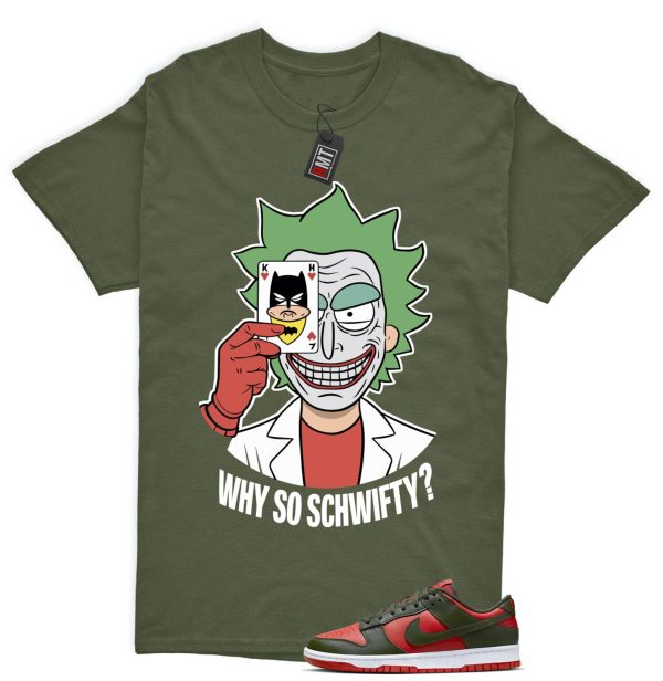 Dunk Low Mystic Red Cargo Khaki White Match T-shirt, Why So Schwifty Jezsport.com