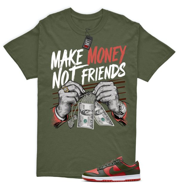 Dunk Low Mystic Red Cargo Khaki White Match T-shirt, Make Money Jezsport.com