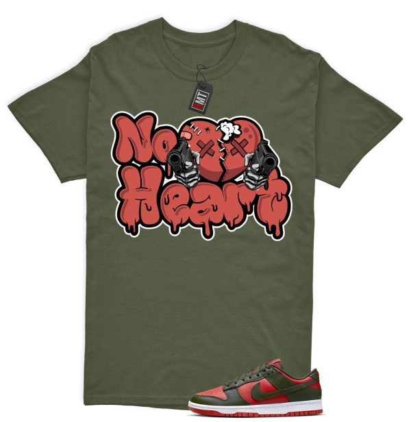 Dunk Low Mystic Red Cargo Khaki White Match T-shirt, No Heart Jezsport.com