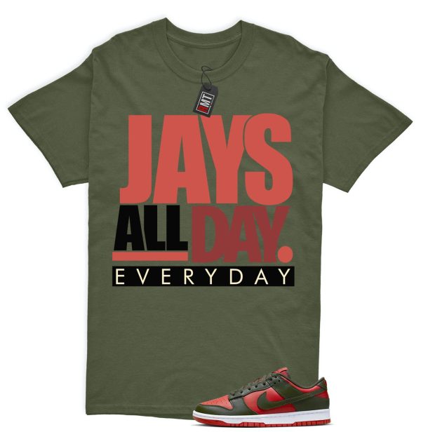 Dunk Low Mystic Red Cargo Khaki White Match T-shirt, Jays all day Jezsport.com