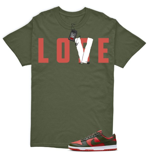 Dunk Low Mystic Red Cargo Khaki White Match T-shirt, Love Lose Jezsport.com