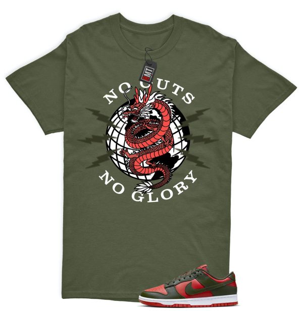 Dunk Low Mystic Red Cargo Khaki White Match T-shirt, No Guts Jezsport.com