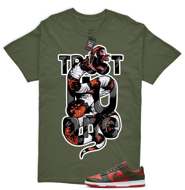 Dunk Low Mystic Red Cargo Khaki White Match T-shirt, Trust No One Jezsport.com