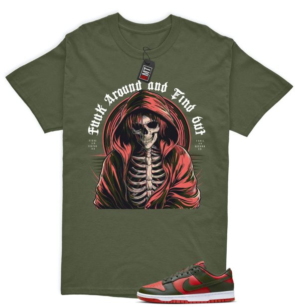 Dunk Low Mystic Red Cargo Khaki White Match T-shirt, FCK Jezsport.com