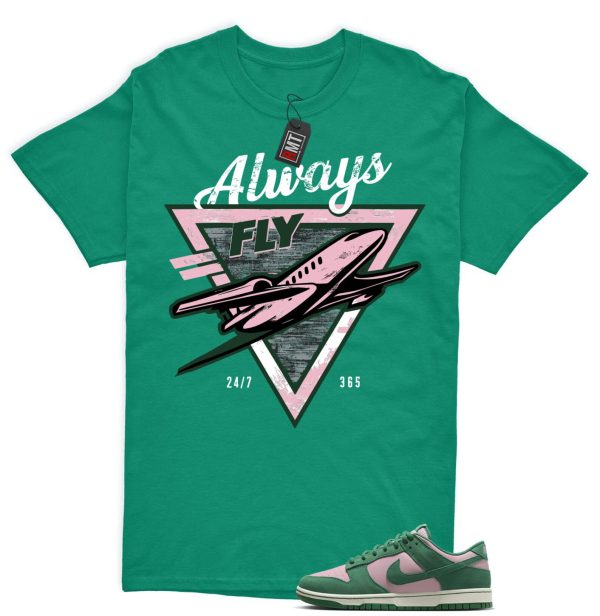 Dunk Low Pink Malachite Medium Soft Sail Match T-shirt, Always Fly Jezsport.com