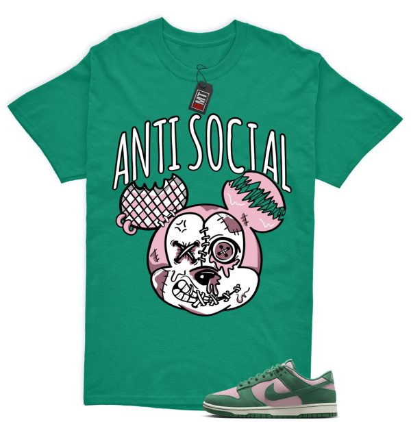 Dunk Low Pink Malachite Medium Soft Sail Match T-shirt, Anti Social Jezsport.com