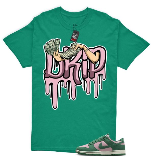 Dunk Low Pink Malachite Medium Soft Sail Match T-shirt, Drip Jezsport.com