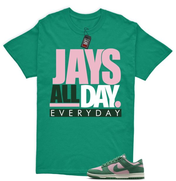 Dunk Low Pink Malachite Medium Soft Sail Match T-shirt, Jays all day Jezsport.com