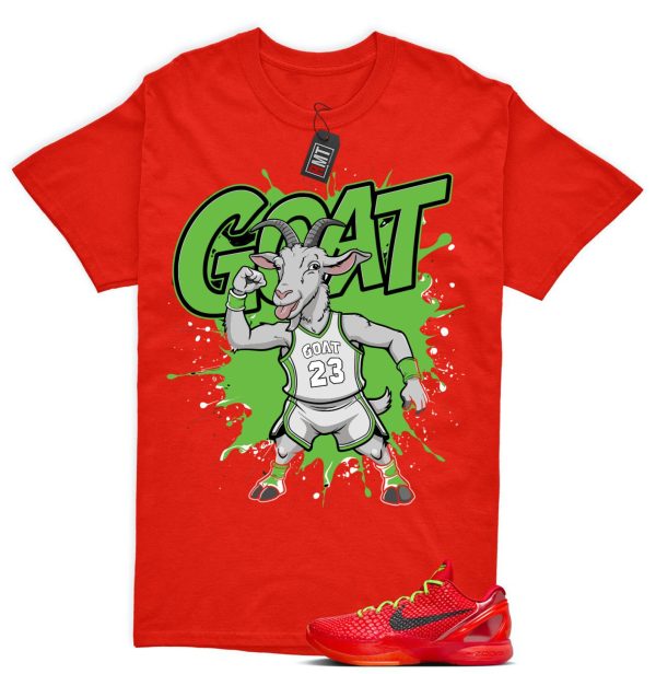 Kobe 6 Protro Reverse Grinch Match T-shirt, Goat Tee Matching Reverse 6 Protro Bright Crimson Electric Green Jezsport.com