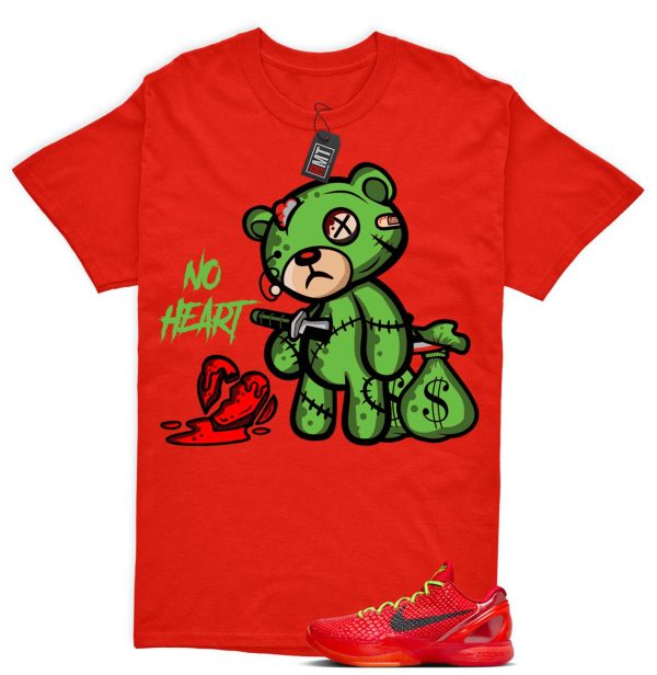 Kobe 6 Protro Reverse Grinch Match T-shirt, No Heart Tee Matching Reverse 6 Protro Bright Crimson Electric Green Jezsport.com