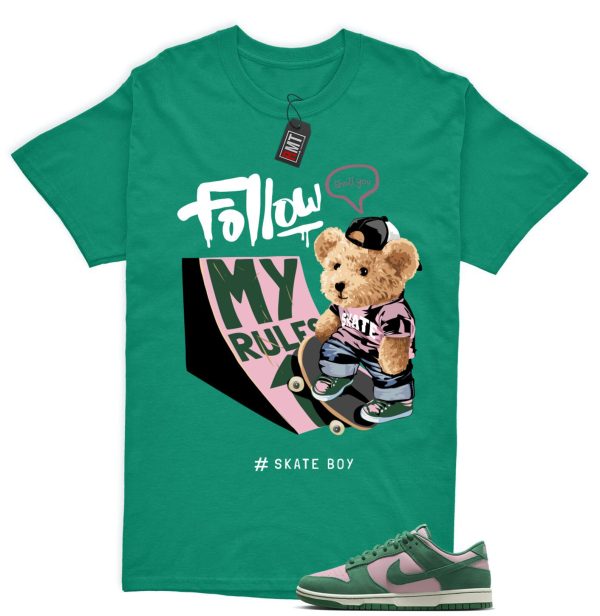 Dunk Low Pink Malachite Medium Soft Sail Match T-shirt, Skate Bear Jezsport.com