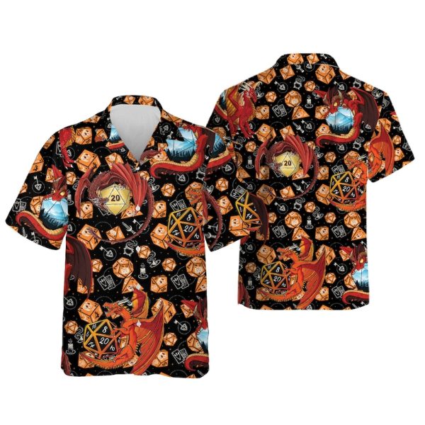 Geometric Dungeon and Dragon Hawaiian Shirt, Summer Shirt For Men and Women Jezsport.com