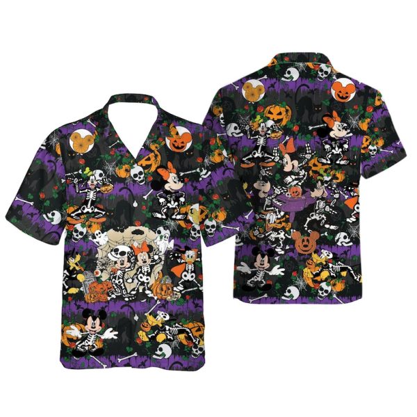 Mickey and Friends Halloween Skeleton Hawaiian Shirt, Summer Shirt For Men and Women Jezsport.com