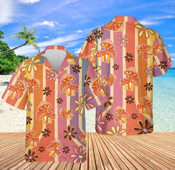 Mushroom Retro Hippie Hawaiian Shirt, Botanical Shirt, Summer Shirt For Men and Women Jezsport.com