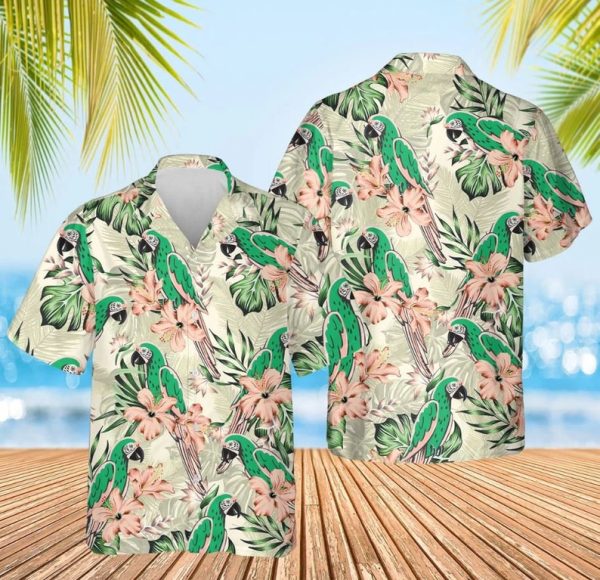 Parrots Green Banana Palm Leave Hawaiian Shirt, Summer Shirt For Men and Women Jezsport.com