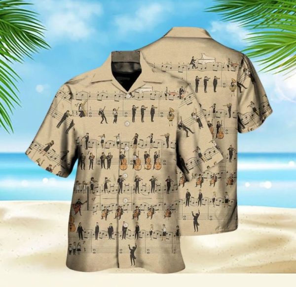 Music Note Retro Music Lover Hawaiian Shirt, Guitar Player Hawaiian Shirt, Summer Shirt For Men and Women Jezsport.com