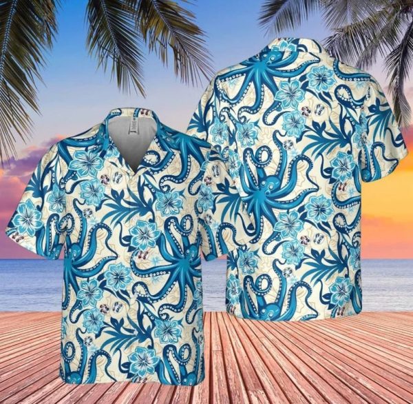 Octopus Blue Hawaiian Shirt, Ocean Aloha Shirt, Summer Shirt For Men and Women Jezsport.com