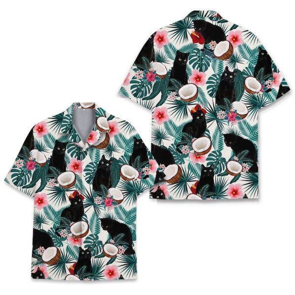 Tropical Black Cat Hawaiian Shirt, Summer Shirt For Men and Women Jezsport.com