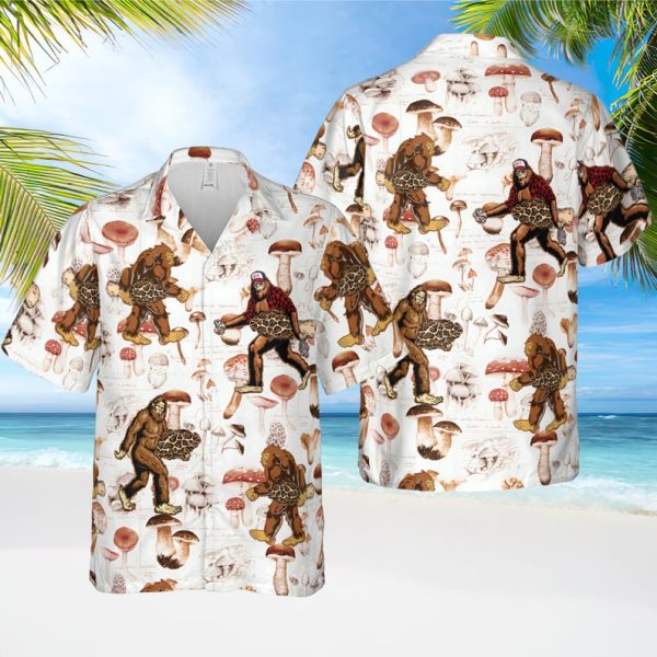 Bigfoot Mushroom Pattern Vintage Hawaiian Shirt, Summer Shirt For Men and Women Jezsport.com