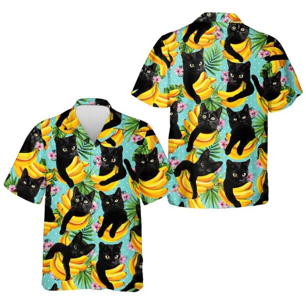 Tropical Black Cat Hawaiian Shirt, Summer Shirt For Men and Women Jezsport.com