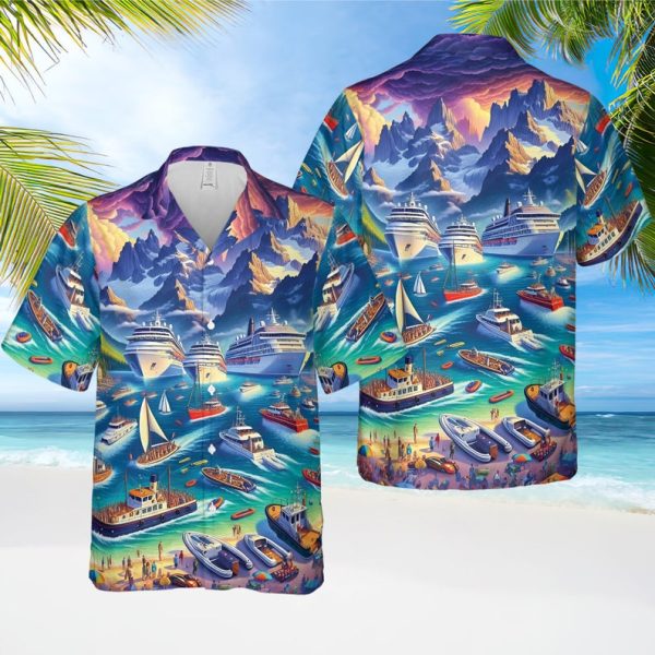 Cruising Ship Art Hawaiian Shirt, Cruise Ship Watercolor Hawaii Shirt, Summer Shirt For Men and Women Jezsport.com