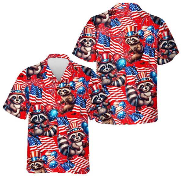 Raccoon 4th of July Hawaiian Shirt, Summer Shirt For Men and Women Jezsport.com