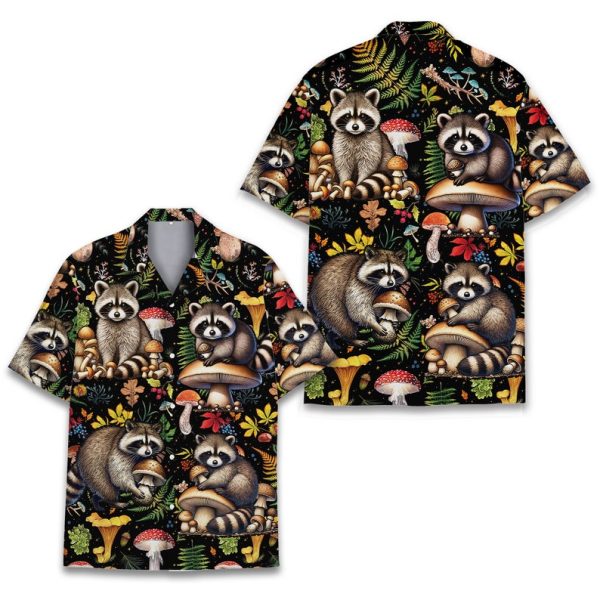 Raccoon And Mushroom Hawaiian Shirt, Summer Shirt For Men and Women Jezsport.com