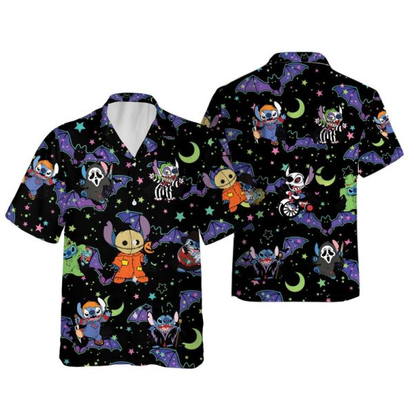 Retro Disney Scary Stitch Halloween Hawaiian Shirt, Summer Shirt For Men and Women Jezsport.com