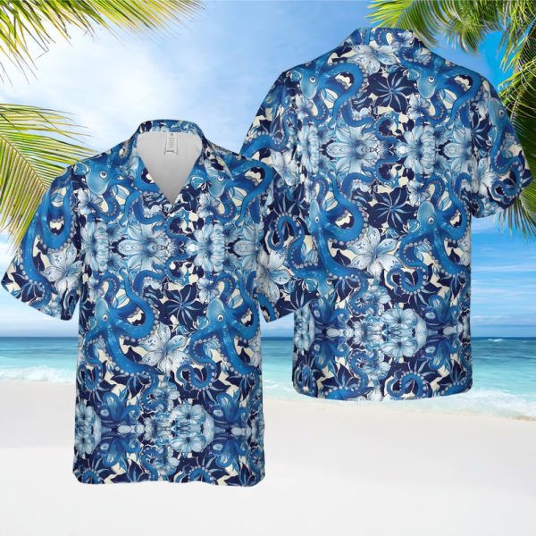 Octopus Blue Hawaiian Shirt, Ocean Aloha Shirt, Summer Shirt For Men and Women Jezsport.com