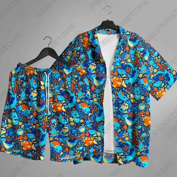 Magikarp Lapras Hawaiian Button Up Shirt Lapras Hawaii Shirt Magikarp Shirt, Summer For Men and Women Jezsport.com