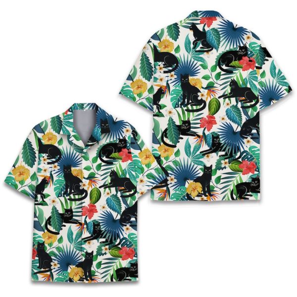 Tropical Black Cat Hawaiian Shirt, Summer Shirt For Men and Women Jezsport.com