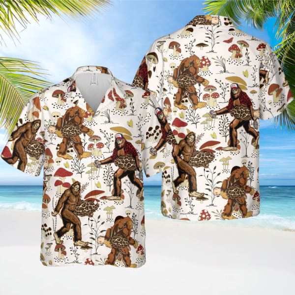 Bigfoot Mushroom Pattern Hawaiian Shirt, Summer Shirt For Men and Women Jezsport.com