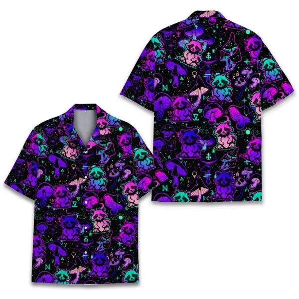 Raccoon And Mushroom Hawaiian Shirt, Summer Shirt For Men and Women Jezsport.com