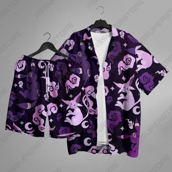 Espeon Umbreon Hawaiian Button Up Shirt Espeon Hawaiian Shirt Umbreon Shirt, Summer For Men and Women Jezsport.com