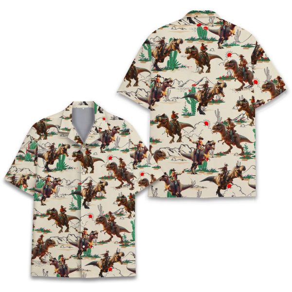 Western Cowboy Dinosaur Hawaiian Shirt, Summer Shirt For Men and Women Jezsport.com