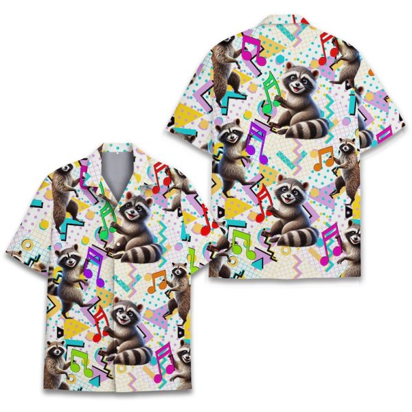 Retro 80s Raccoon Music Note Hawaiian Shirt, Summer Shirt For Men and Women Jezsport.com