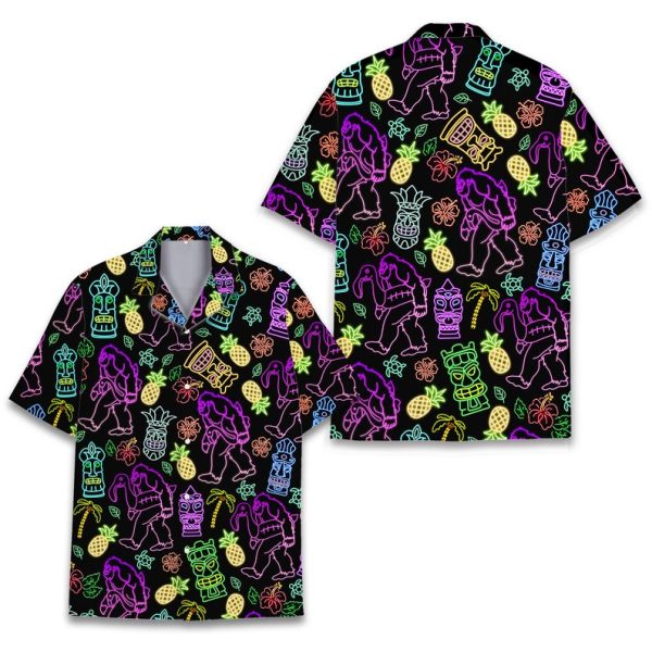 Neon Bigfoot Tiki Hawaiian Shirt, Summer Shirt For Men and Women Jezsport.com